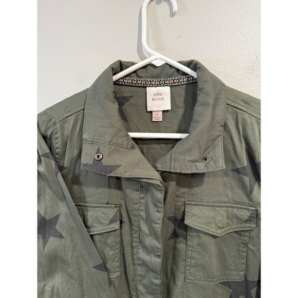 KNOX ROSE Olive Green Star Print Utility Jacket Women's Size S - Picture 2 of 7